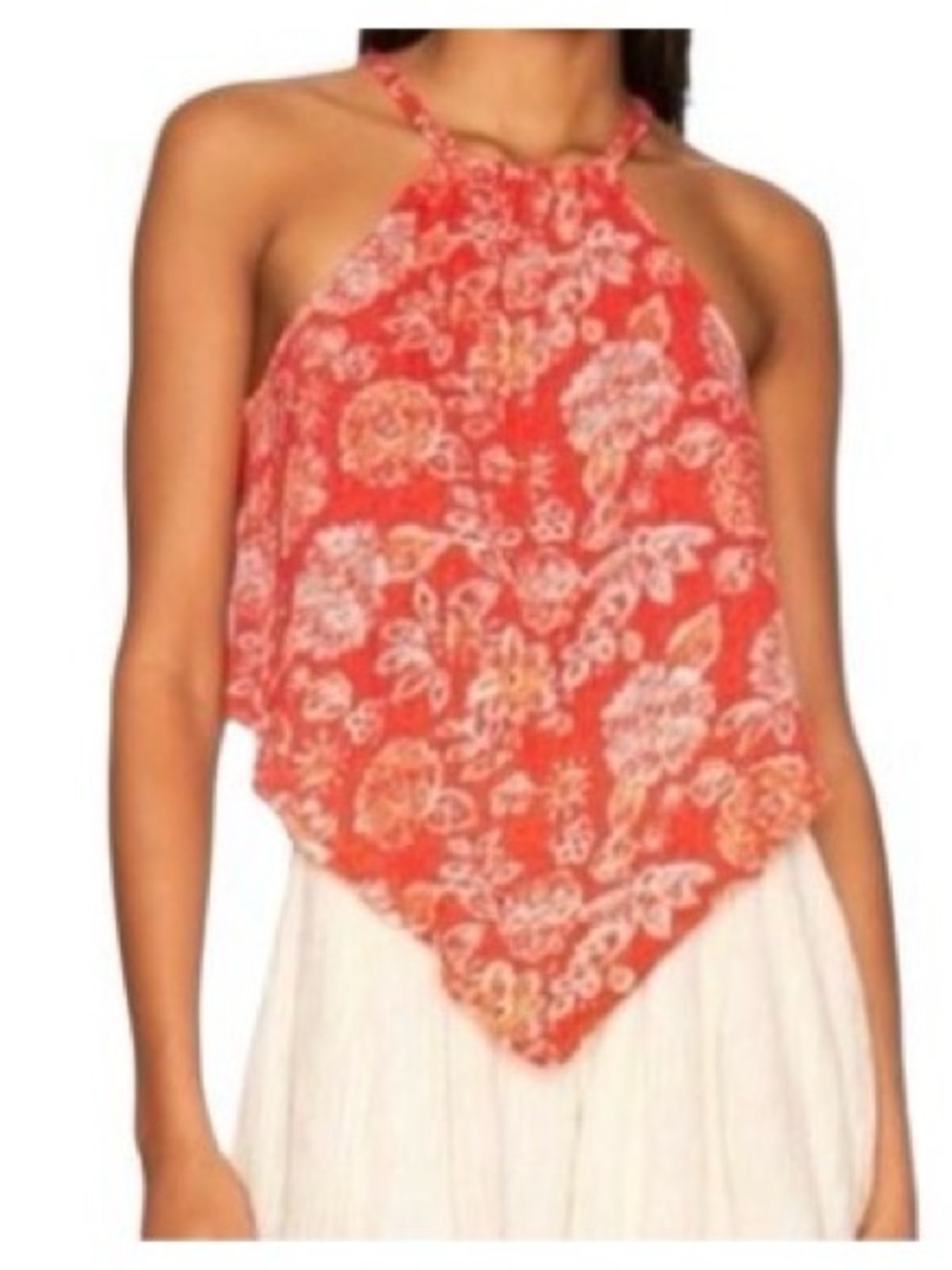 NWT We The Free Free People Daisy Floral
Halter Neck Top in
Strawberry Combo XL